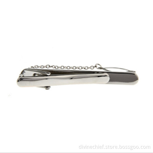Fashion High End Metal Tie Clip With Black Crystal In Cuff Links & Tie Clips